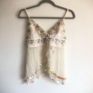 Sequin bead floral embroidery blouse or camisole